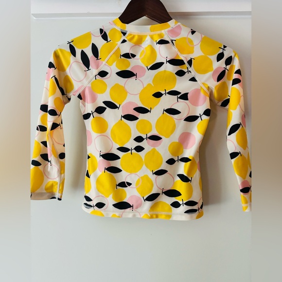 Tea Collection Girl's Long Sleeve Citrus Print Swim Rash Guard Top 8 - Picture 2 of 3
